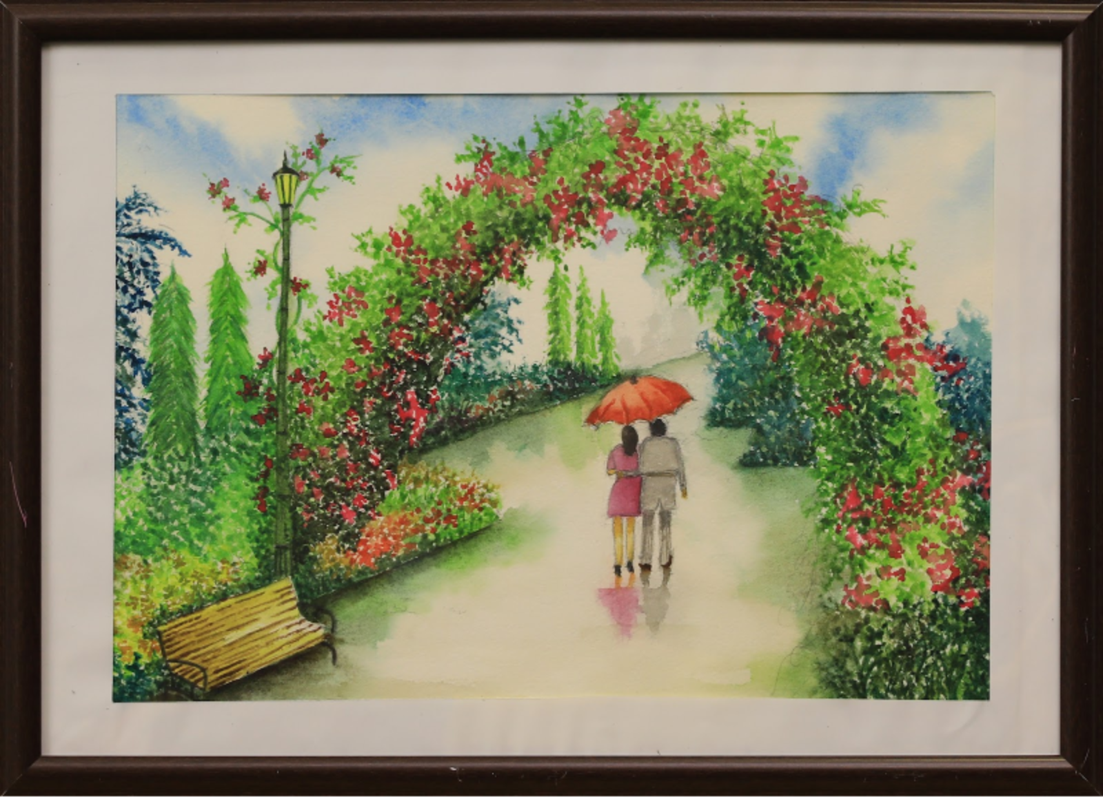 Couple Walking In The Garden