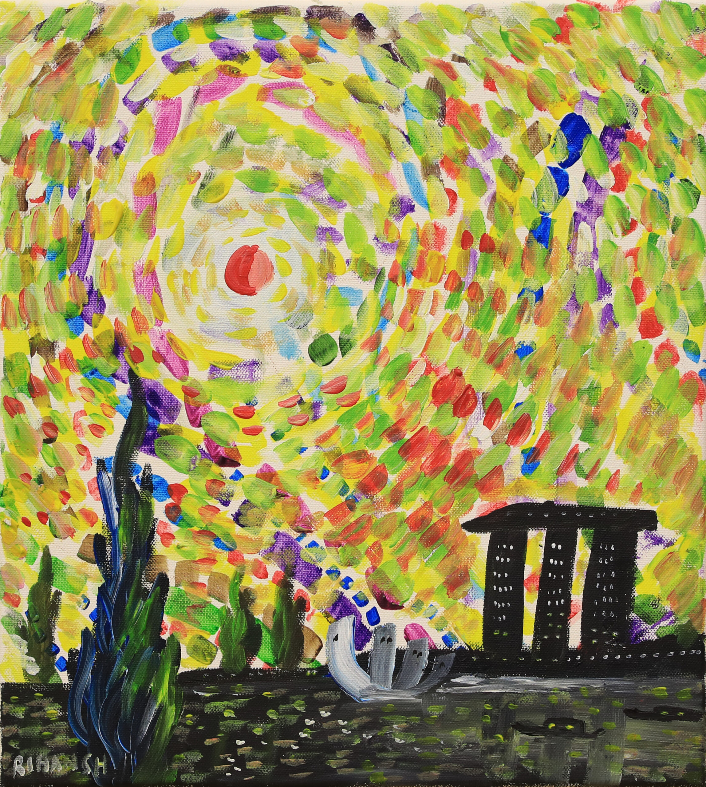 Singapore Skyline Inspired by Vincent Van Gogh